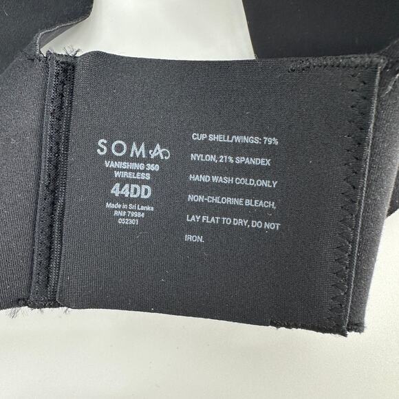 Soma Vanishing 360 Wireless Bra Black Smoothing Stretch Womens 44DD New - Picture 6 of 6